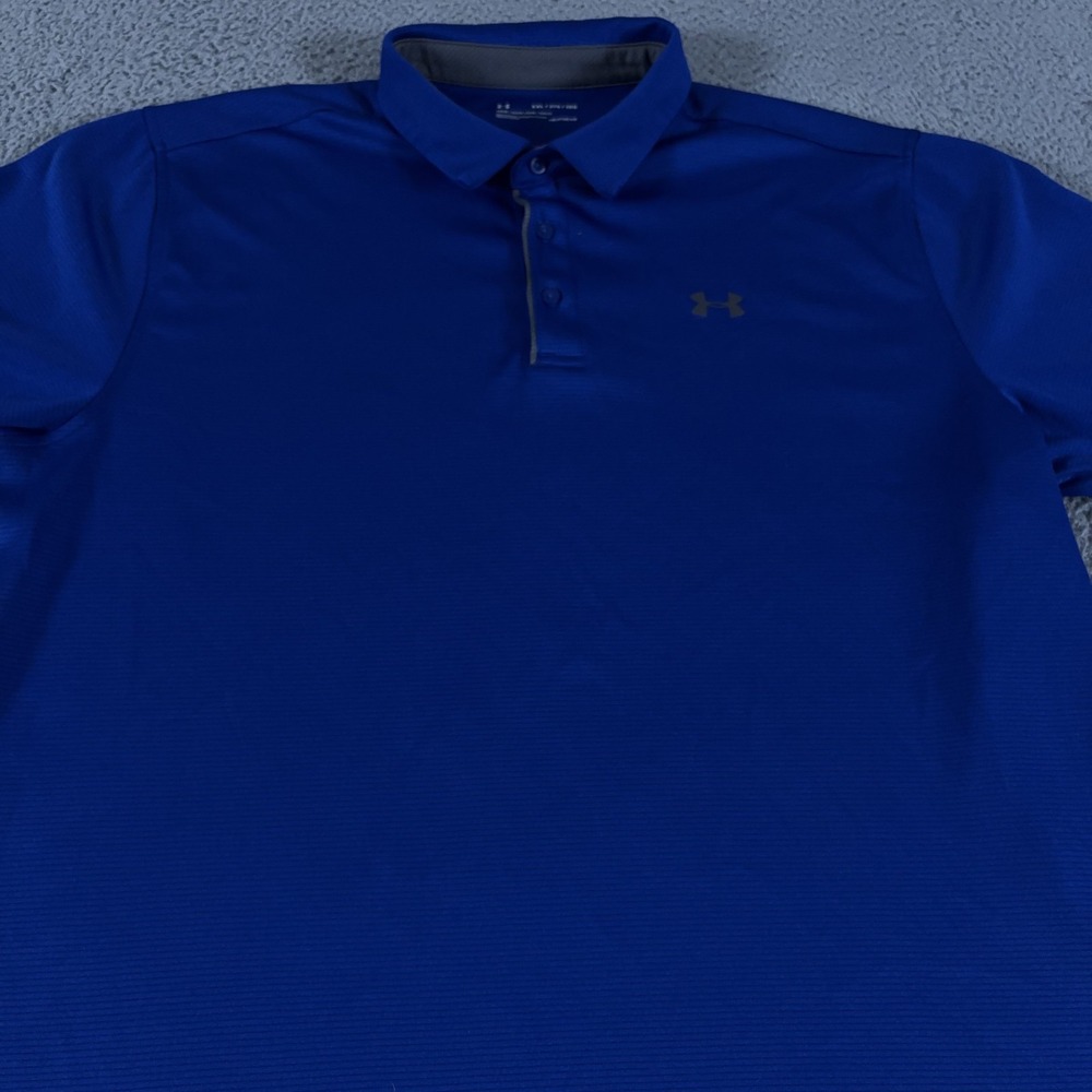 Under Armour Polo Shirt Mens XXL Blue HeatGear Loose Performance Golf Athletic